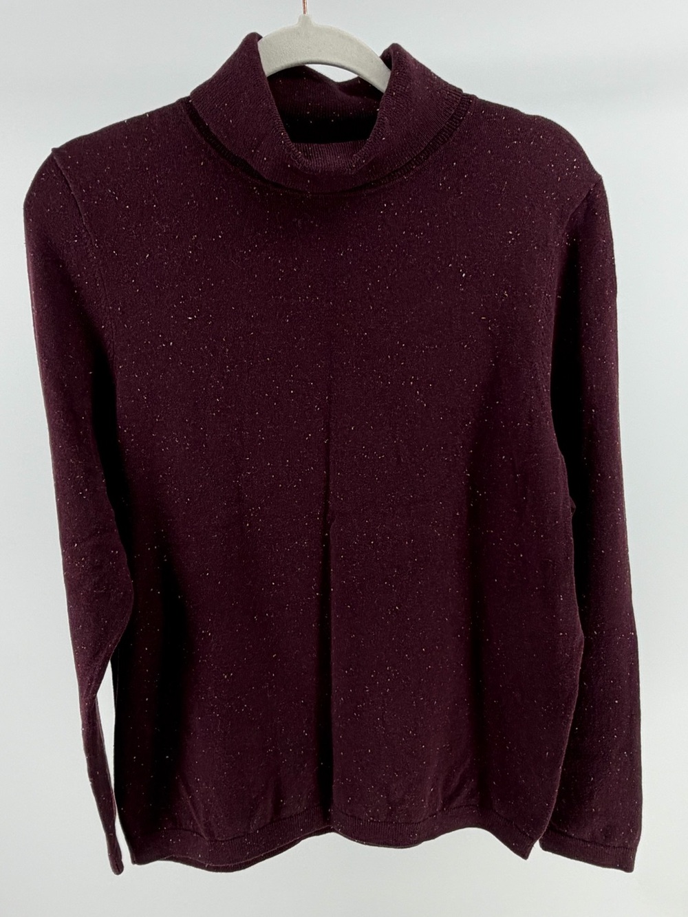 Talbots Burgundy Speckle Cotton/Modal Blend Knit Turtleneck Sweater, Women's XLP